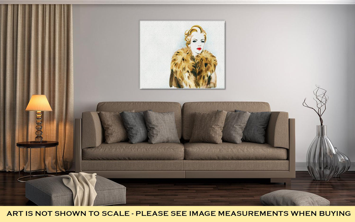 Gallery Wrapped Canvas, Abstract Watercolor Woman Portrait - ultrawallart.com
