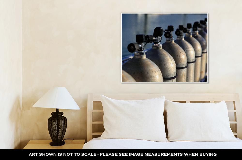 Gallery Wrapped Canvas, Row Of Compressed Air Tanks Like They Are Used During A Diving Trip - ultrawallart.com