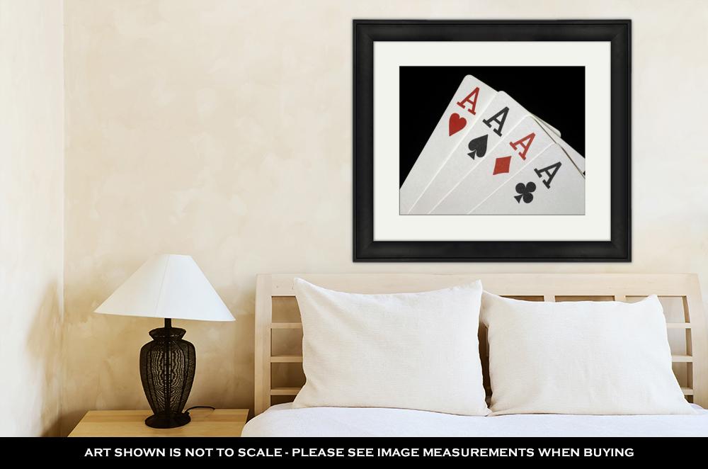 Framed Print, Four Aces On Black - ultrawallart.com