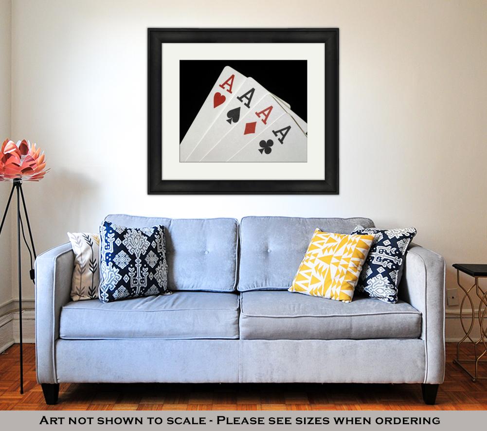 Framed Print, Four Aces On Black - ultrawallart.com