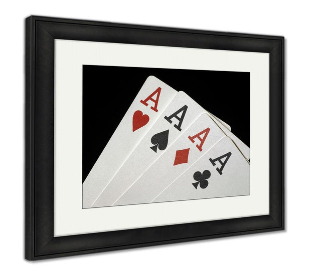 Framed Print, Four Aces On Black - ultrawallart.com