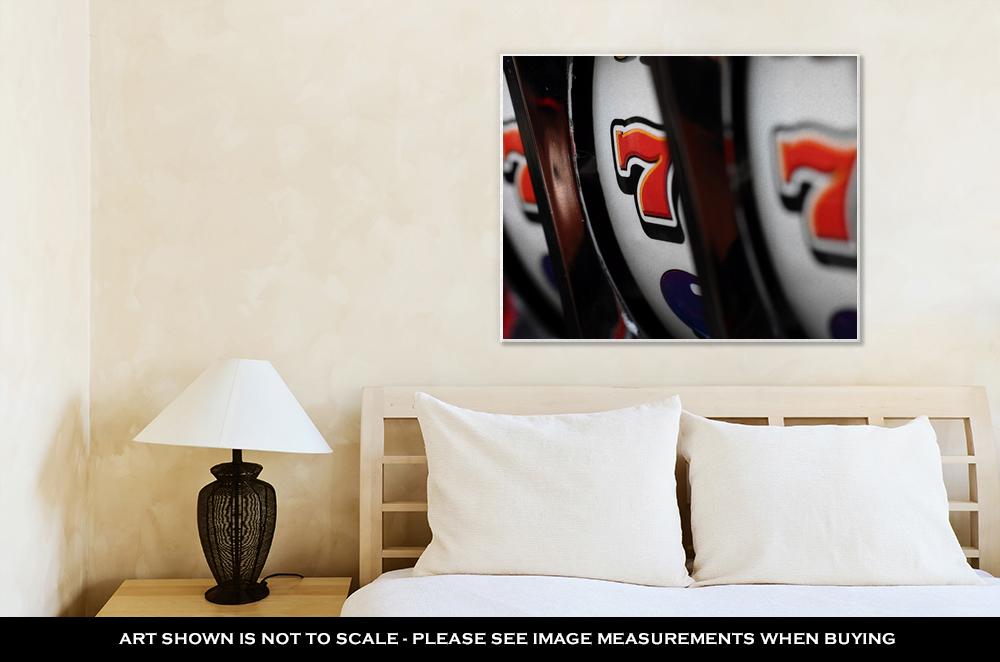 Gallery Wrapped Canvas, Close Up Of Three Seven Jackpot On Casino Slot Machine - ultrawallart.com