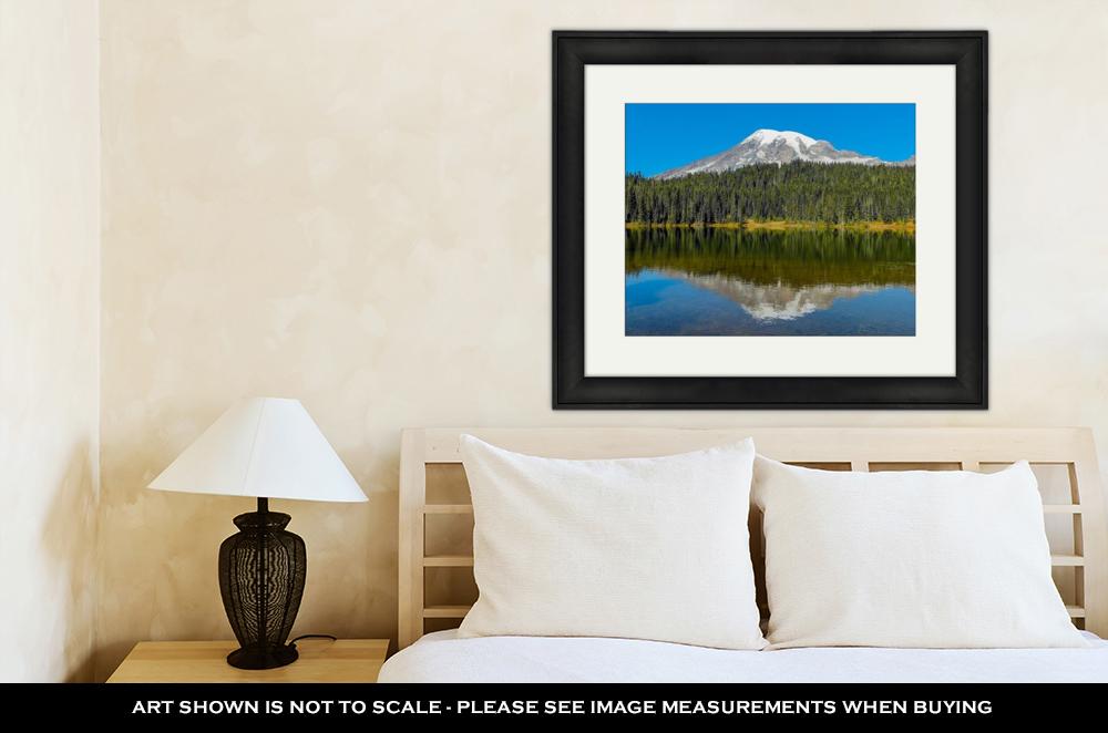 Framed Print, Seattle Mount Rainier And Reflection Lake - ultrawallart.com