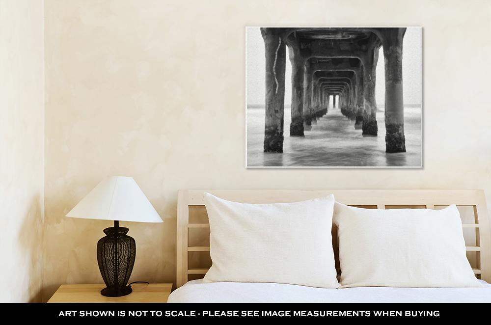 Gallery Wrapped Canvas, Under The Pier Black And White Photo Manhattan Beach California - ultrawallart.com