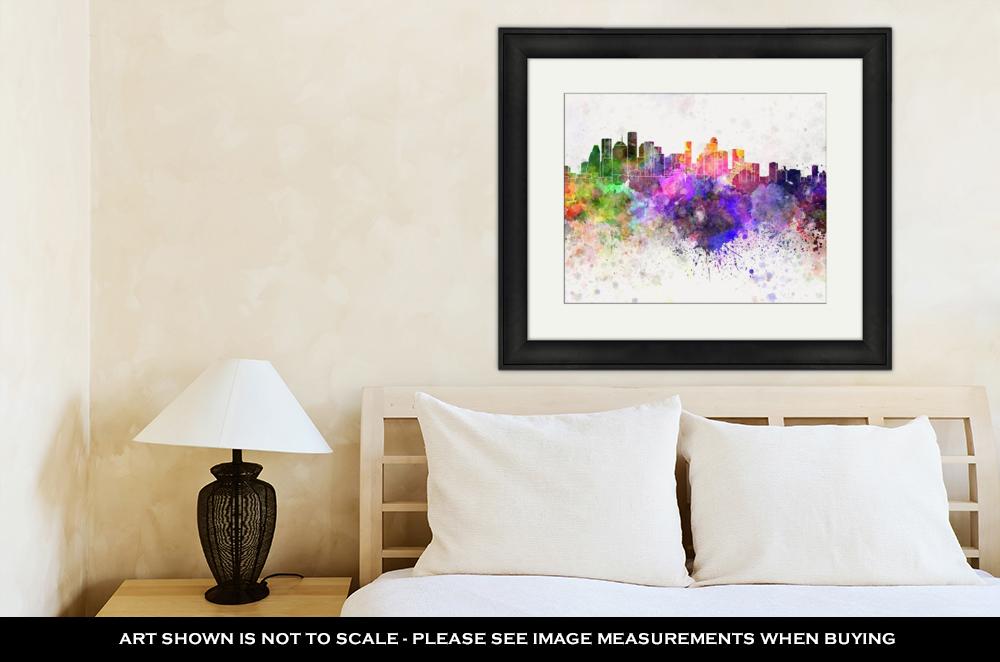 Framed Print, Houston Skyline In Watercolor - ultrawallart.com