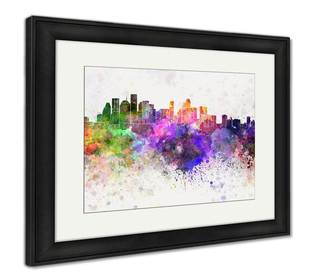 Framed Print, Houston Skyline In Watercolor - ultrawallart.com