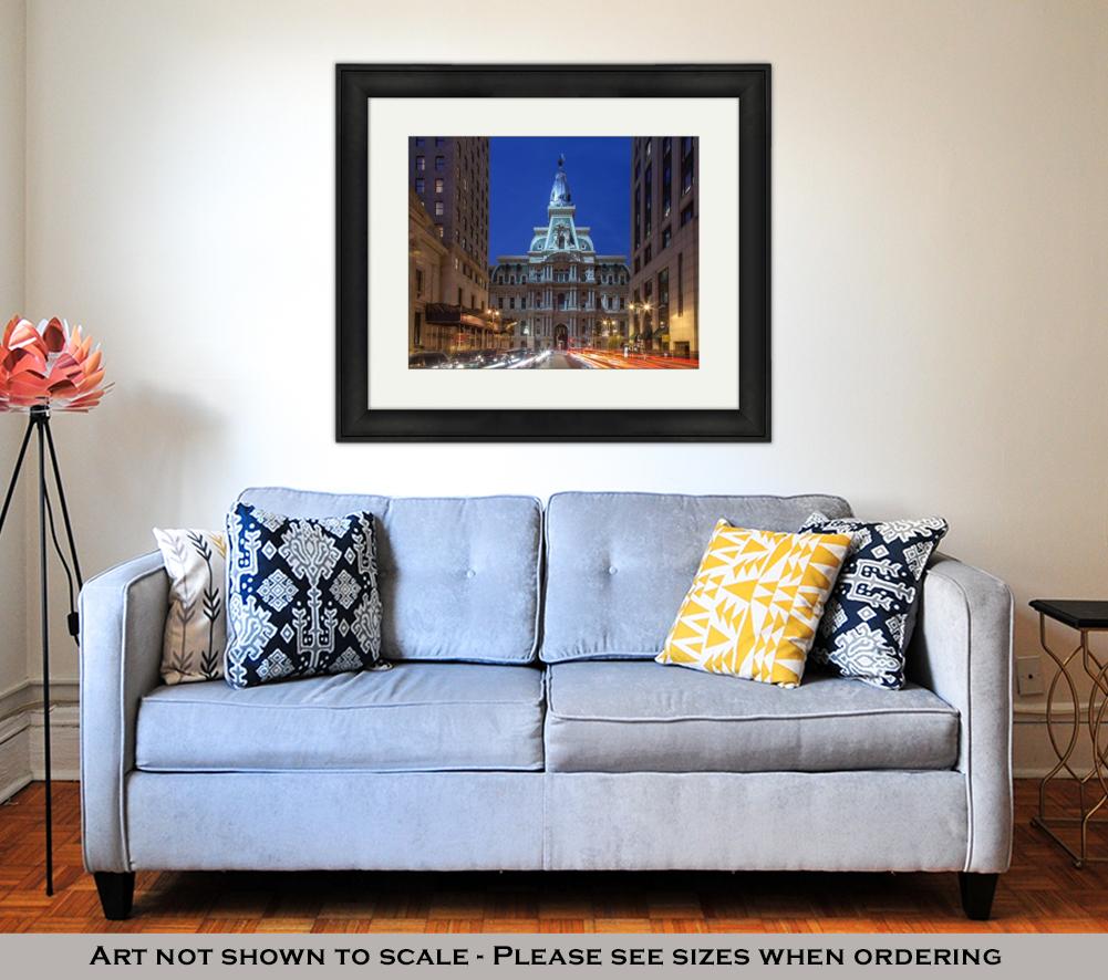 Framed Print, City Hall At Night In Philadelphia, Pennsylvania - ultrawallart.com