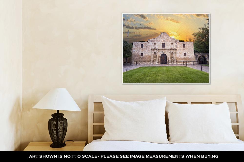 Gallery Wrapped Canvas, Exterior View Of Historic Alamo Shortly After Sunrise - ultrawallart.com