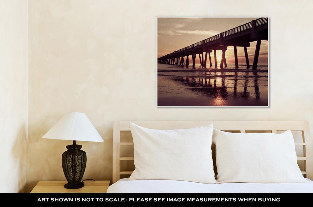 Gallery Wrapped Canvas, Jacksonville Beach Fishing Pier In Early Morning - ultrawallart.com