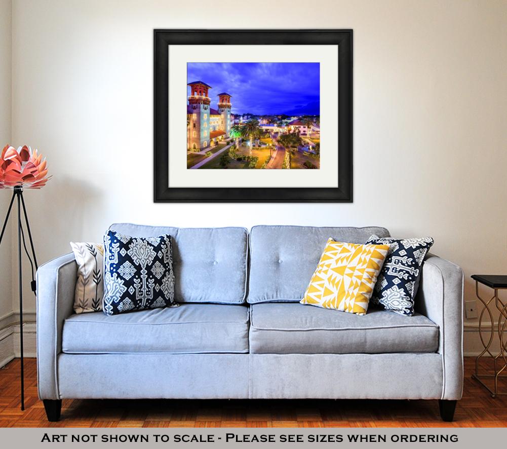 Framed Print, St Augustine Florida USA Townscape Over Alcazar Courtyard - ultrawallart.com