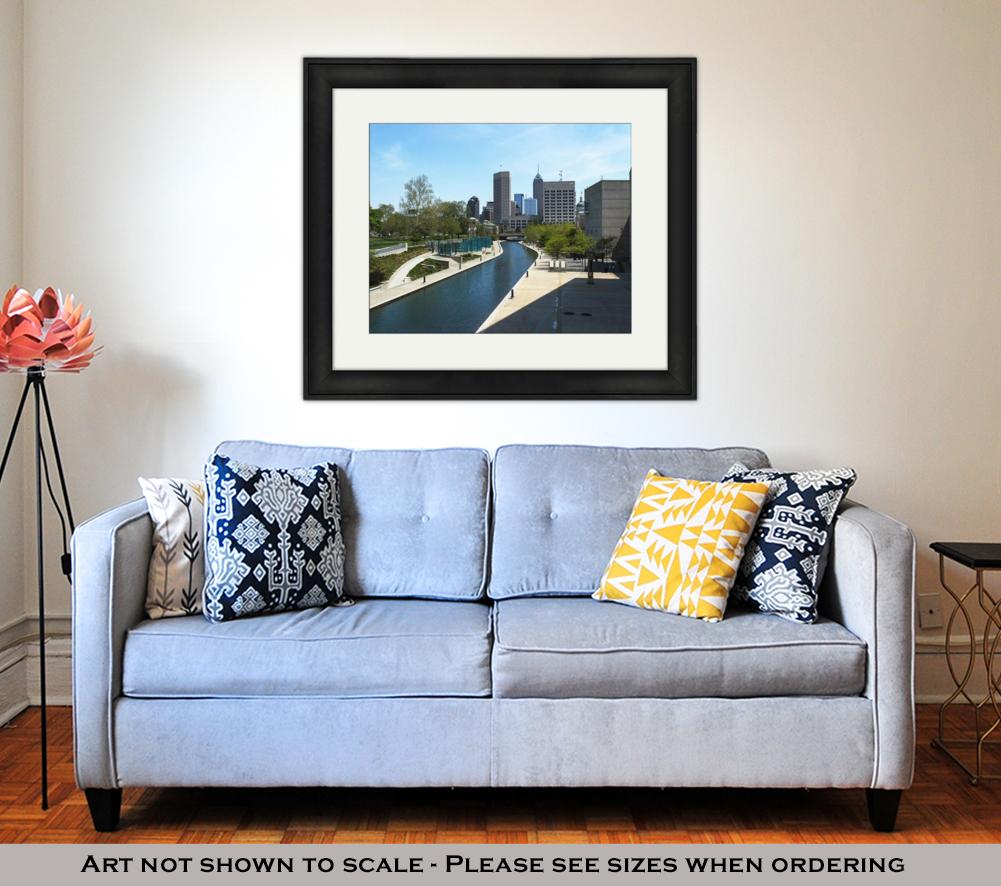 Framed Print, Water Canal In Downtown Indianapolis Indiana - ultrawallart.com