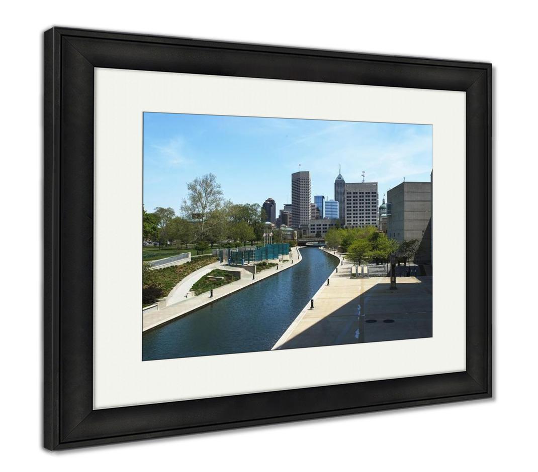 Framed Print, Water Canal In Downtown Indianapolis Indiana - ultrawallart.com