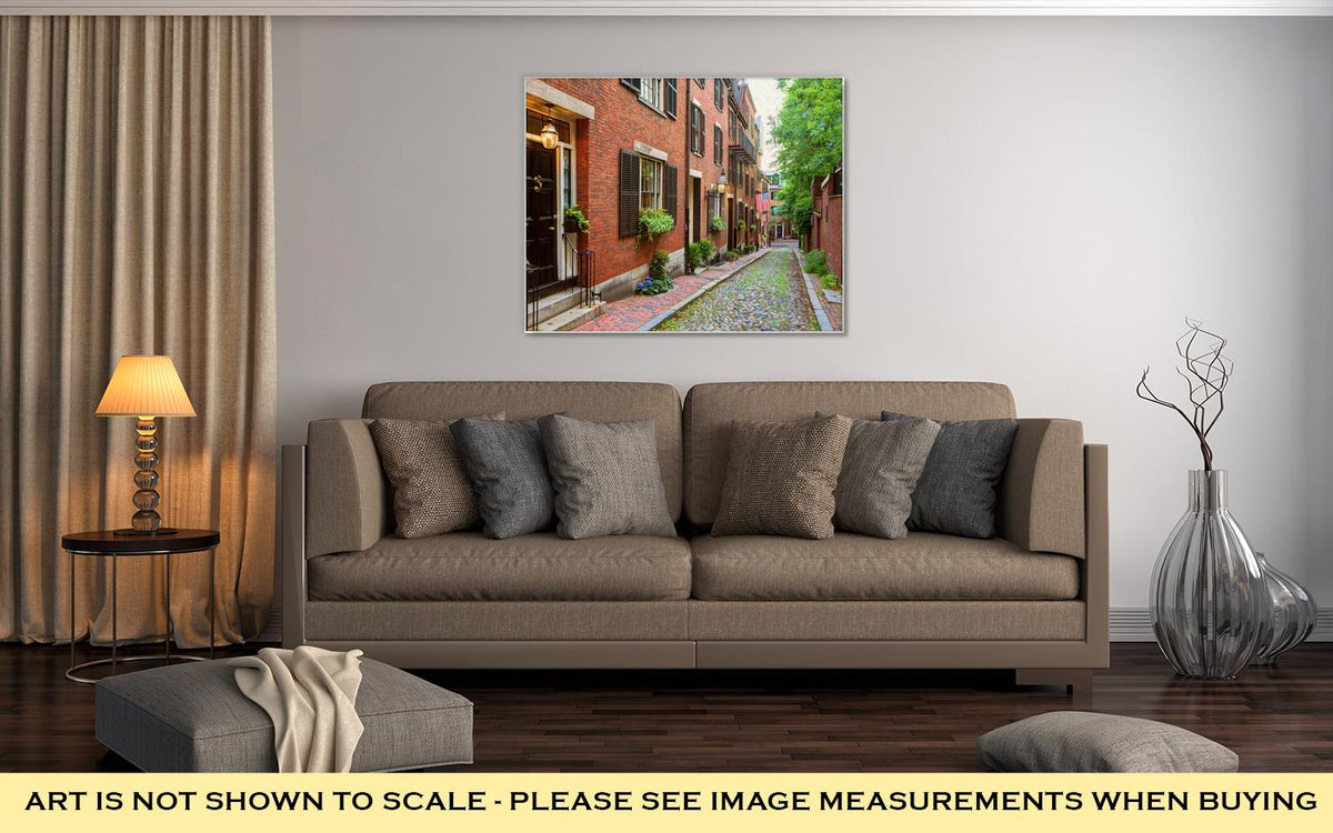 Gallery Wrapped Canvas, Acorn Street Beacon Hill Cobblestone Boston In Massachusetts USA - ultrawallart.com