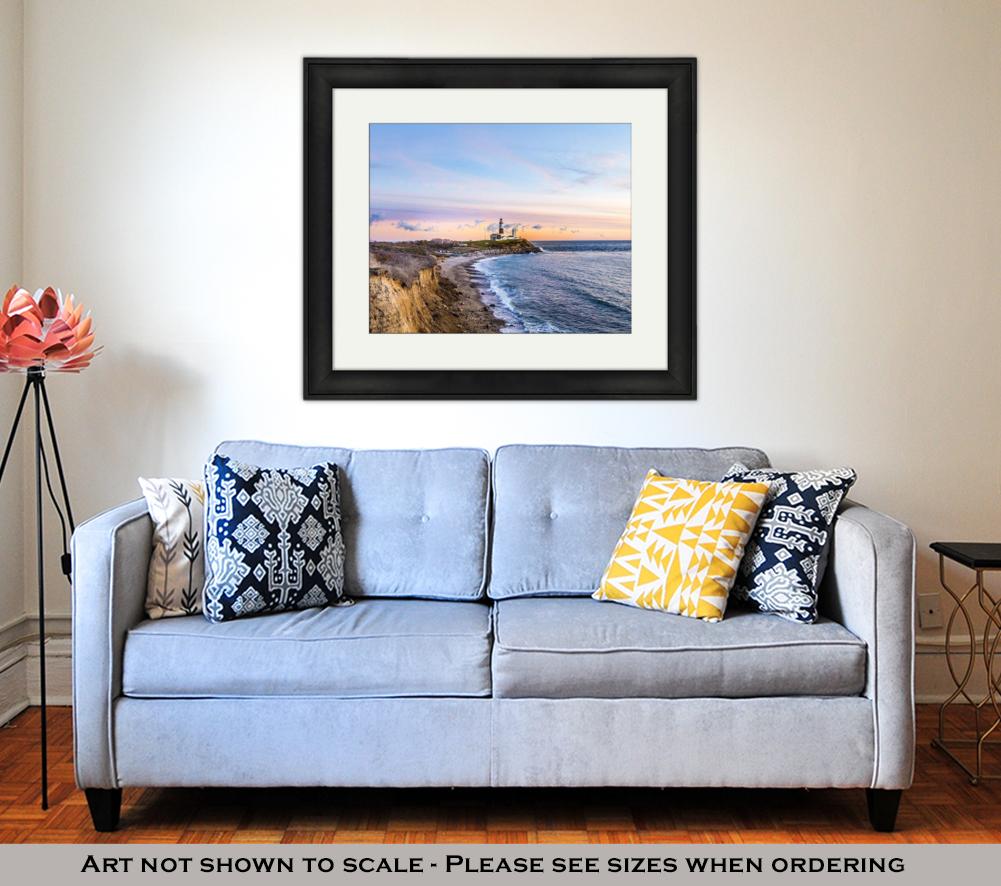 Framed Print, Long Beach MontaUK Point Light Lighthouse Long Island New York - ultrawallart.com