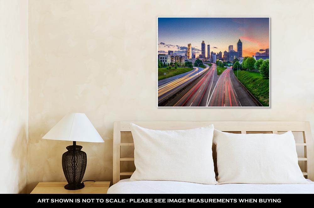 Gallery Wrapped Canvas, Atlantgeorgiusdowntown City Skyline Over Freedom Parkway - ultrawallart.com
