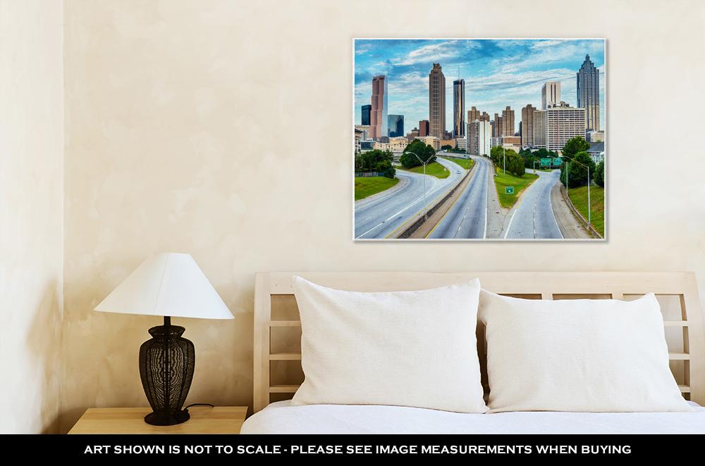 Gallery Wrapped Canvas, City Of Atlantgeorgidowntown Skyline And Highway - ultrawallart.com