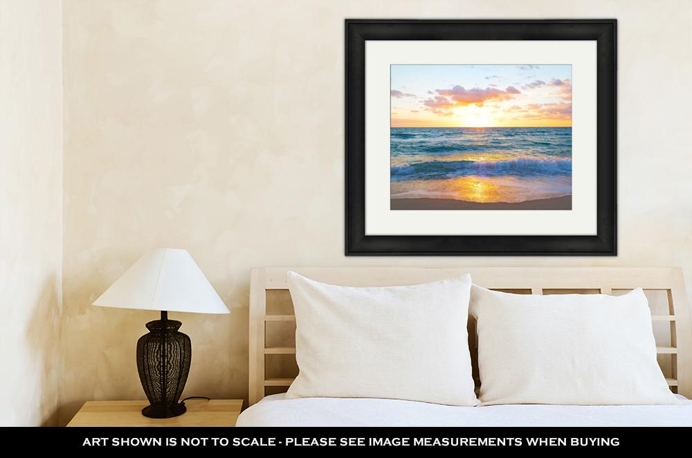 Framed Print, Sunrise Over Ocean In Miami Beach Florida - ultrawallart.com