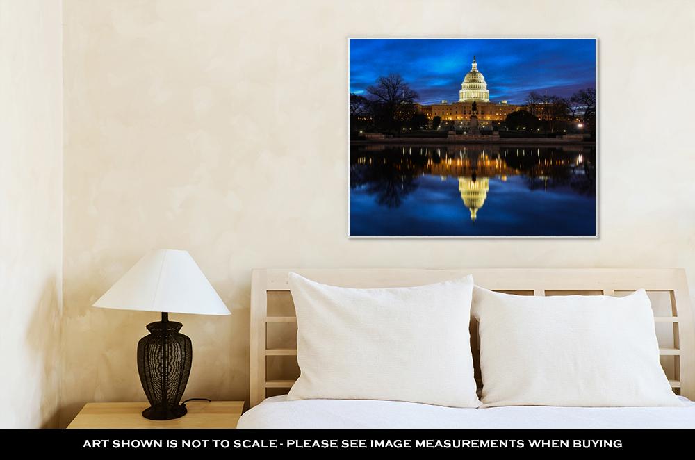 Gallery Wrapped Canvas, Us Capitol Building And Reflection At Sunrise Washington Dc USA - ultrawallart.com
