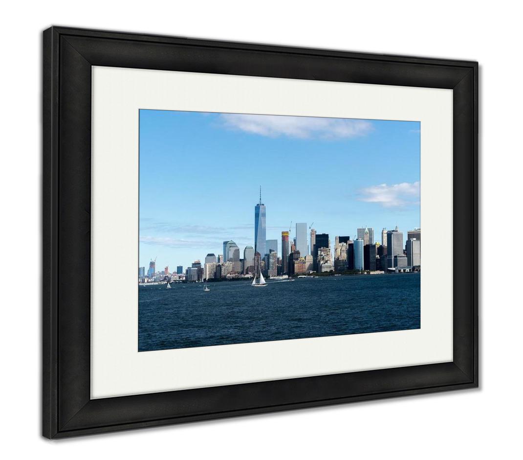 Framed Print, New York City Manhattan Skyline One World Trade Center Tower - ultrawallart.com