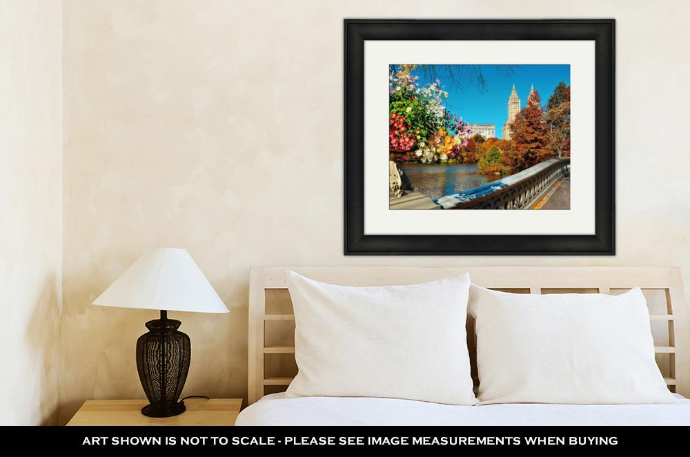 Framed Print, Central Park Autumn Buildings Midtown Manhattan New York City - ultrawallart.com