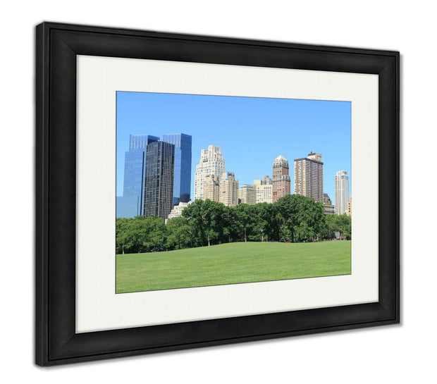 Framed Print, Central Park And Manhattan Skyline At Spring Time New York City - ultrawallart.com
