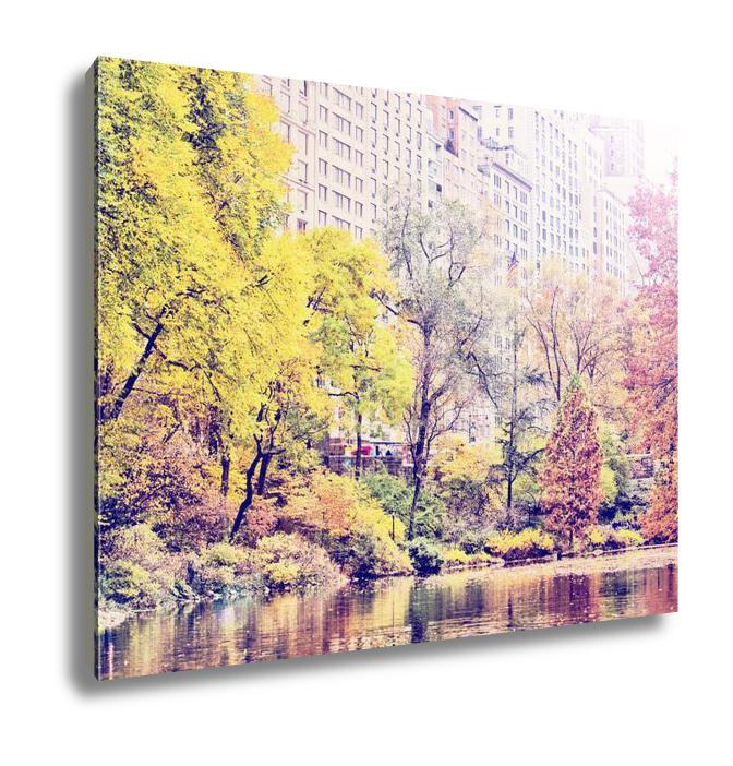 Gallery Wrapped Canvas, Central Park Autumn Manhattan Skyscrapers Instagram Effect Filter - ultrawallart.com