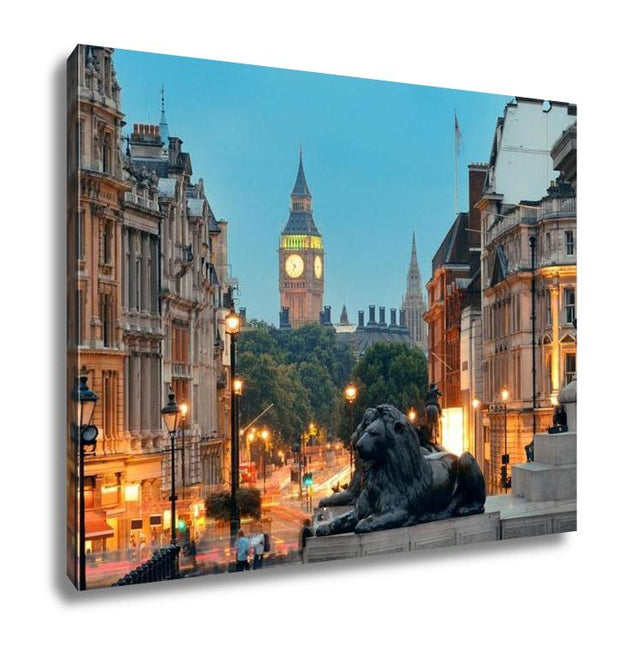 Gallery Wrapped Canvas, Street View Of Trafalgar Square At Night In London - ultrawallart.com