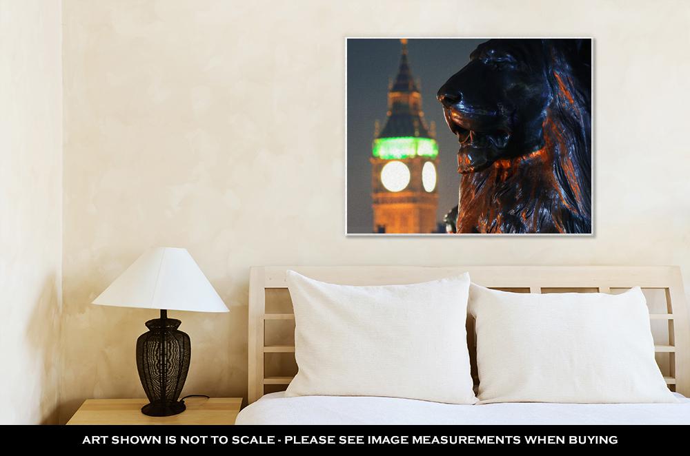 Gallery Wrapped Canvas, Trafalgar Square Lion Statue And Big Ben In London - ultrawallart.com