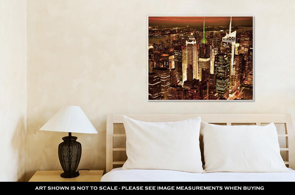 Gallery Wrapped Canvas, New York Sunset Skyline Taken From The Empire State Building Gold Filter - ultrawallart.com