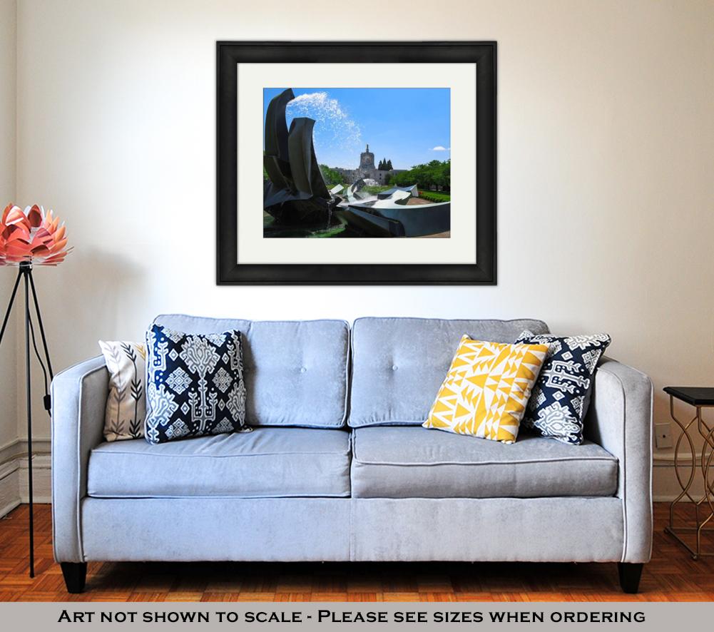 Framed Print, Salem Oregon Capitol Building And Water Fountain - ultrawallart.com
