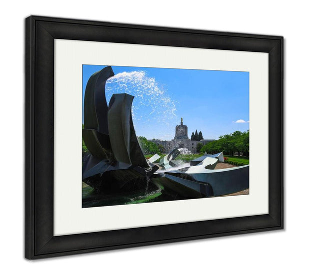 Framed Print, Salem Oregon Capitol Building And Water Fountain - ultrawallart.com