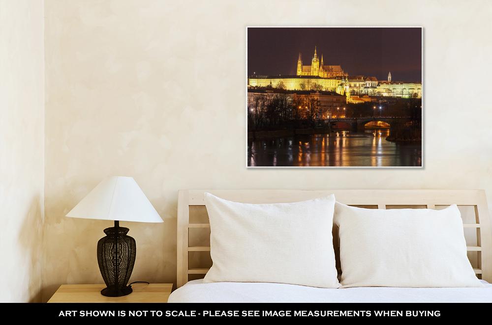 Gallery Wrapped Canvas, Prague Castle Charles Bridge Little Quarter Night Prague Czech - ultrawallart.com