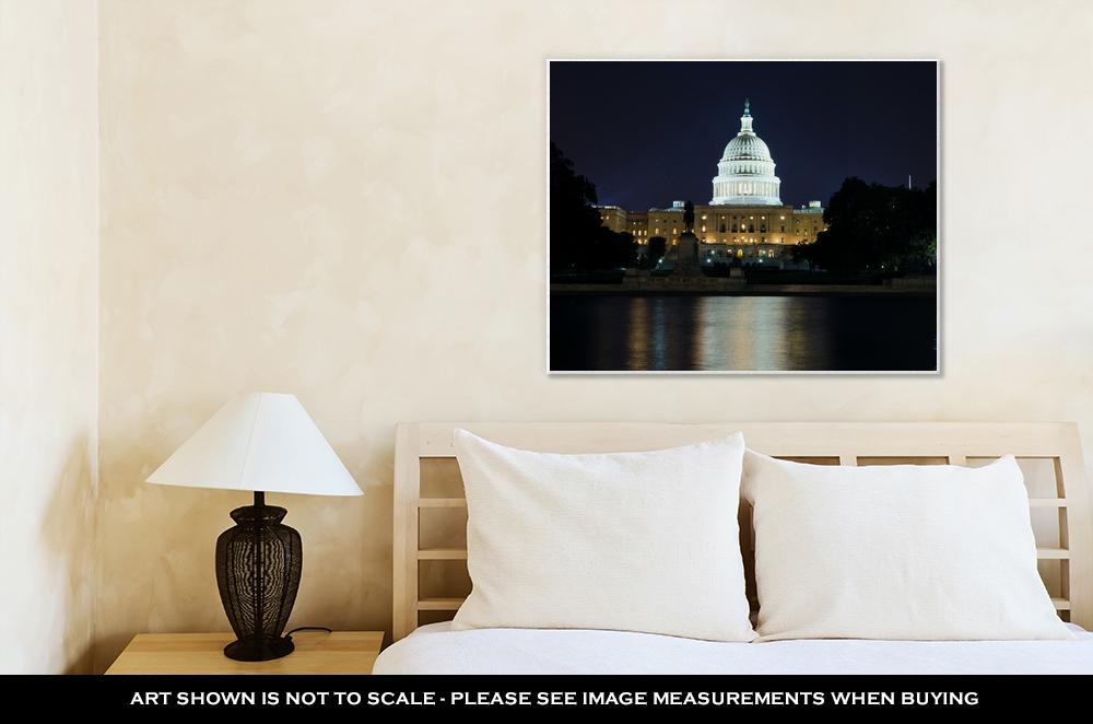 Gallery Wrapped Canvas, View On The Us Capitol In Washington Dc At Night - ultrawallart.com