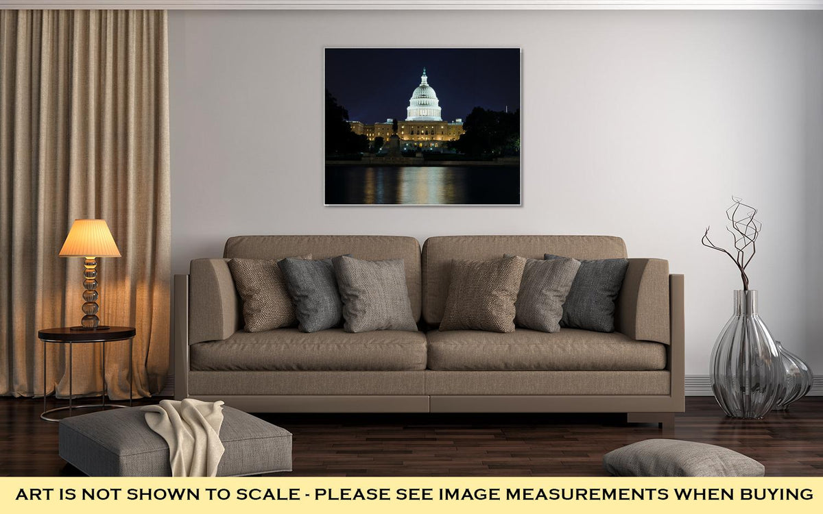 Gallery Wrapped Canvas, View On The Us Capitol In Washington Dc At Night - ultrawallart.com