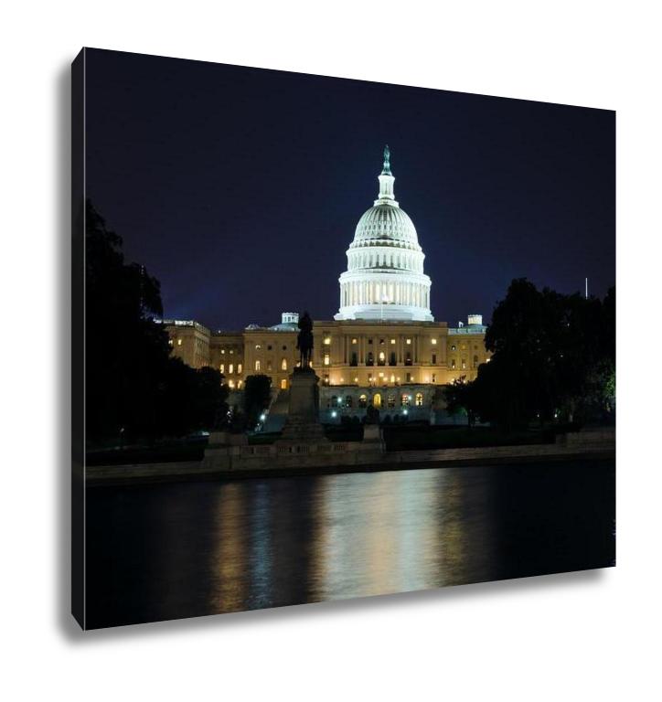Gallery Wrapped Canvas, View On The Us Capitol In Washington Dc At Night - ultrawallart.com