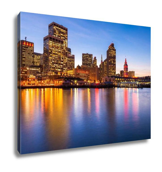 Gallery Wrapped Canvas, San Francisco In Red And Gold - ultrawallart.com