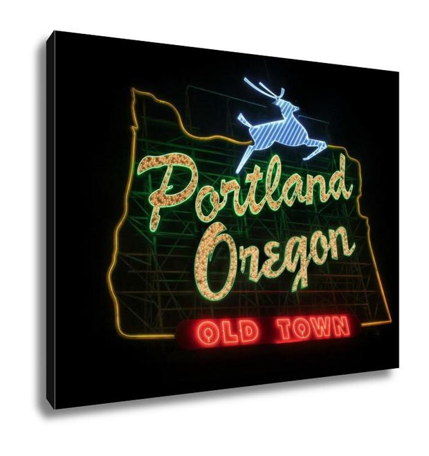 Gallery Wrapped Canvas, Historic Portland Oregon Old Town Sign - ultrawallart.com