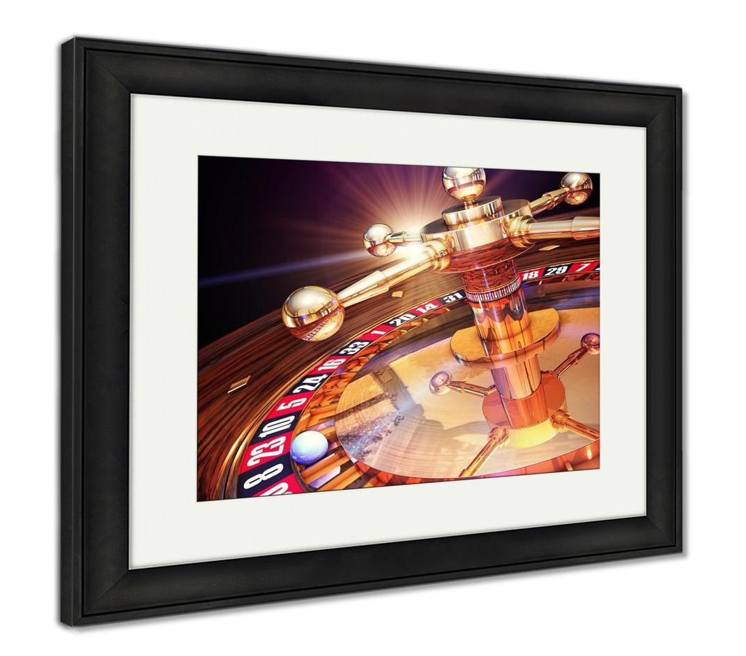 Framed Print, Las Vegas High Resolution 3d Rendering Of Roulette - ultrawallart.com