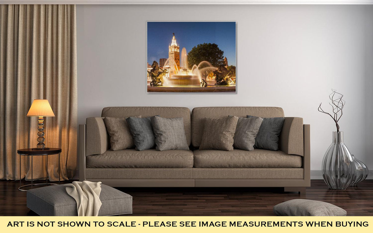 Gallery Wrapped Canvas, Kansas City Missouri Fountain At Country Club Plaza - ultrawallart.com