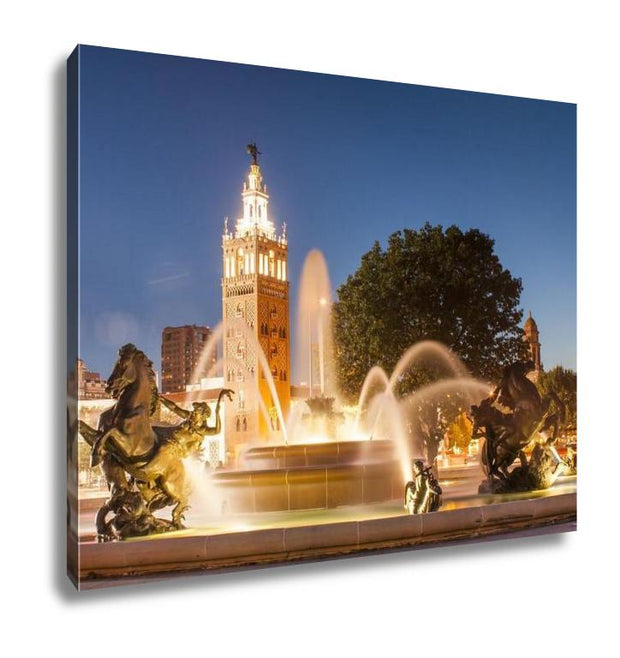 Gallery Wrapped Canvas, Kansas City Missouri Fountain At Country Club Plaza - ultrawallart.com