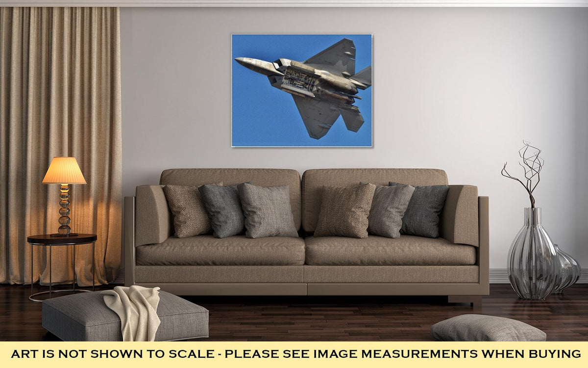 Gallery Wrapped Canvas, F22 Raptor With Weapons Bay Deployed - ultrawallart.com