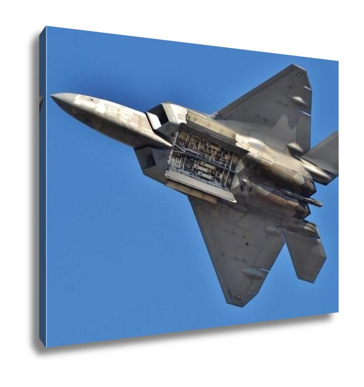 Gallery Wrapped Canvas, F22 Raptor With Weapons Bay Deployed - ultrawallart.com