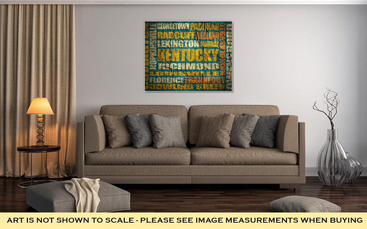 Gallery Wrapped Canvas, Kentucky State Cities List - ultrawallart.com