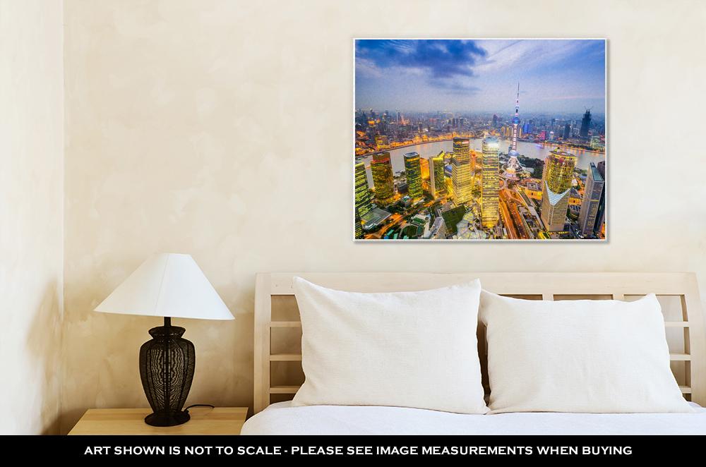 Gallery Wrapped Canvas, Shanghai China City Skyline Over The Pudong Financial District - ultrawallart.com