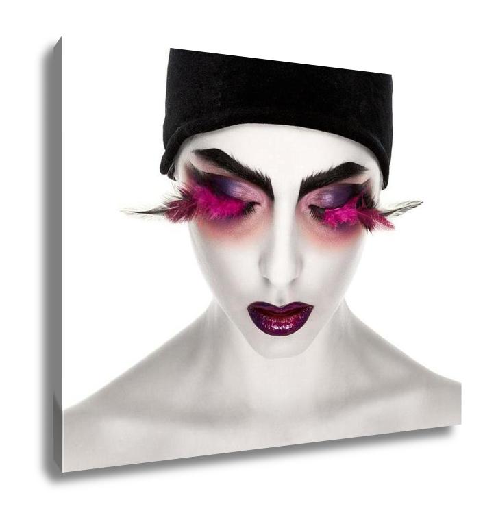 Gallery Wrapped Canvas, Face Art Fantastic Make Up Luxury Feather Eyelashes Surrealism - ultrawallart.com