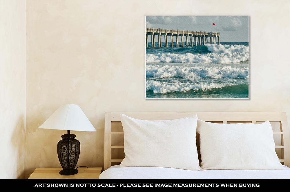 Gallery Wrapped Canvas, Surfs Up At Pensacola Beach Fishing Pier - ultrawallart.com