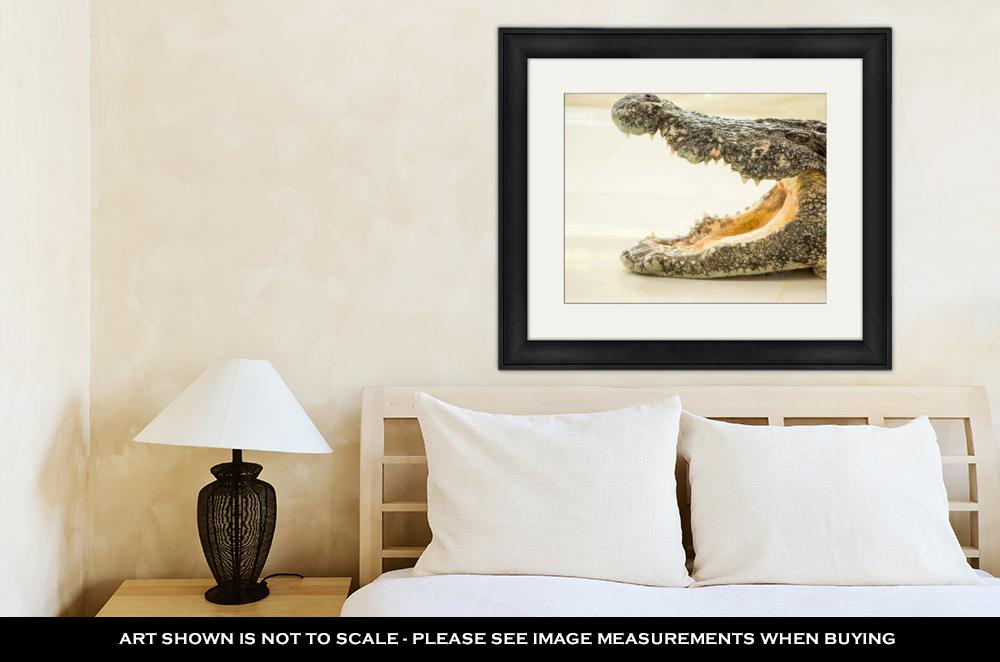 Framed Print, Dangerous Crocodile Open Mouth In Farm In Phuket Thailand Alligator In Wildlife - ultrawallart.com