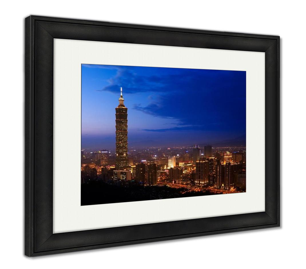 Framed Print, Golden Taipei 101 - ultrawallart.com