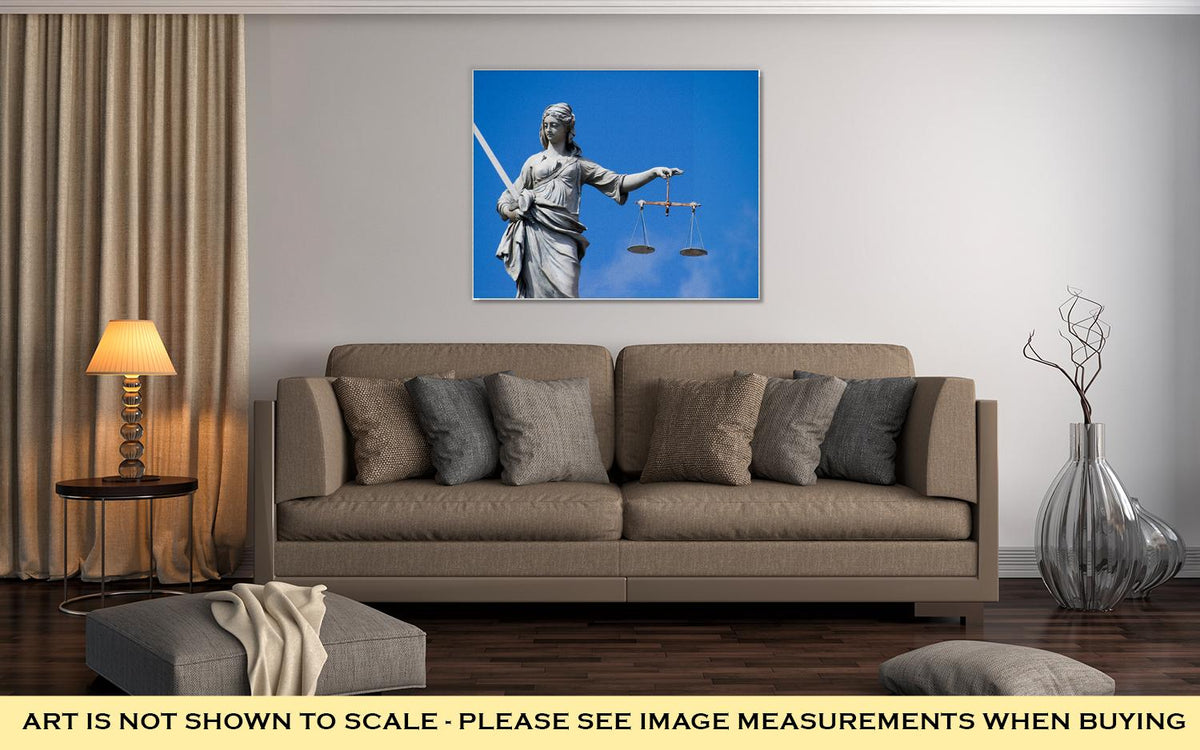 Gallery Wrapped Canvas, Statue Of Lady Justice At Dublin Castle In Dublin Ireland - ultrawallart.com
