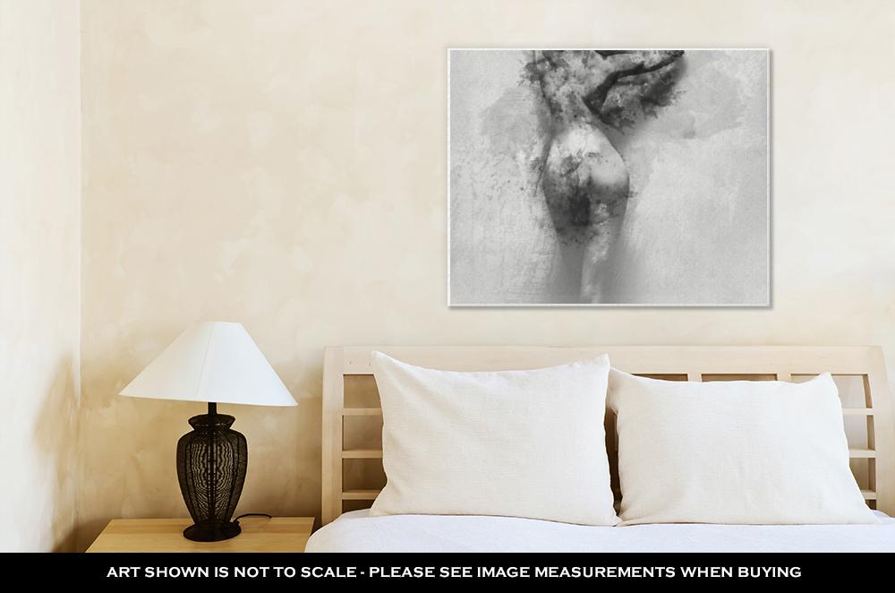 Gallery Wrapped Canvas, Digital Watercolor Painting Of A Naked Woman - ultrawallart.com